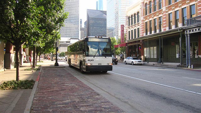 Metro bus in downtown Houston