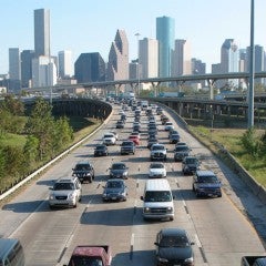 Houston traffic and skyline