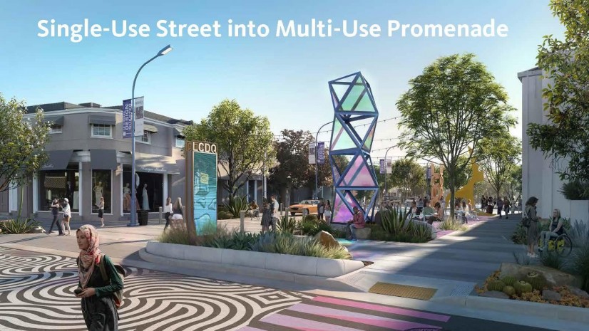 Single-use street into multi-use promenade