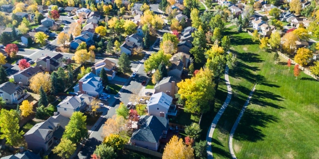 Aerial photo of a neighborhood