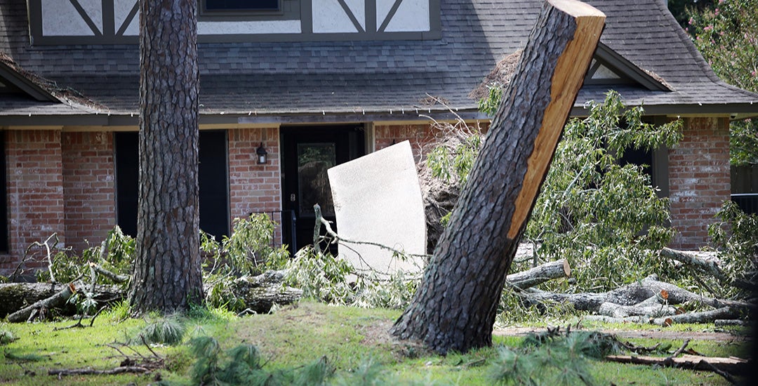 Home with storm damage