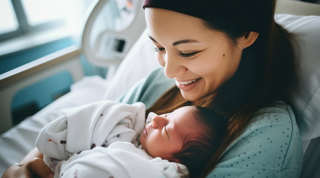 Woman with newborn infant
