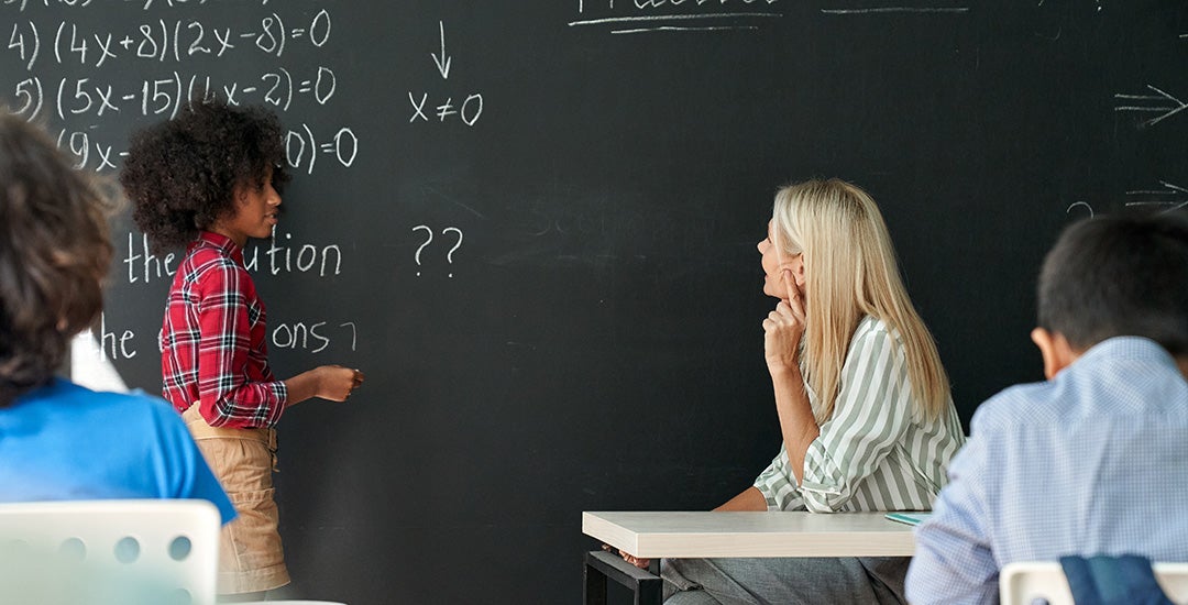 Student solving equations