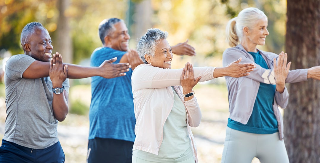 seniors exercising outdoors