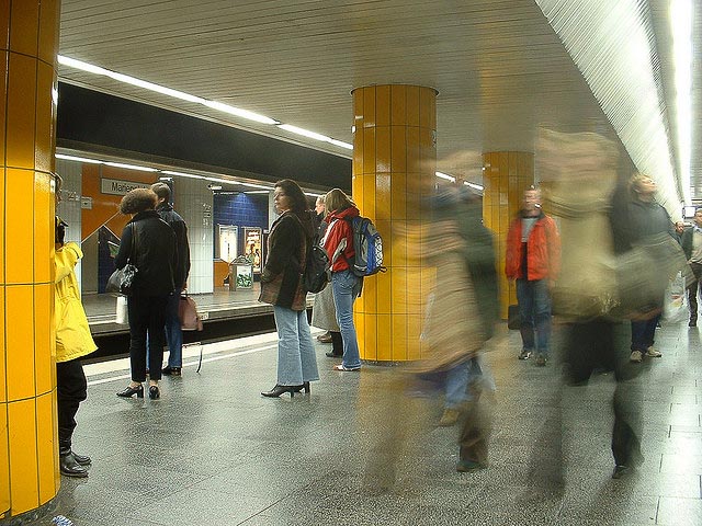 People waiting on a subway train