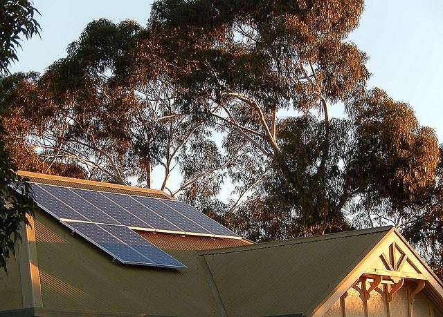 Solar panels on the roof of a home