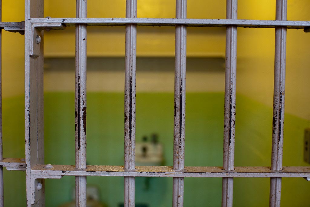 Close-up of jail bars