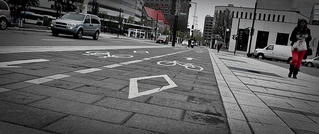 Bike path in city