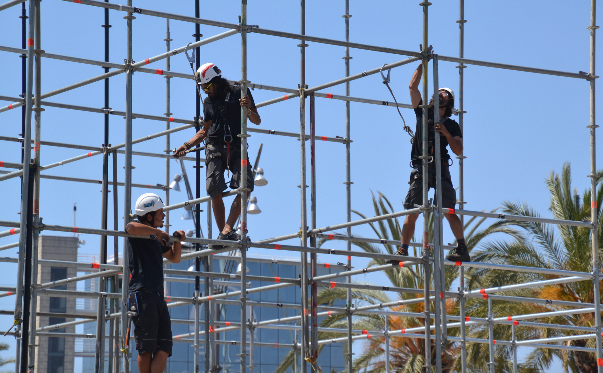 Men working on scaffolding  