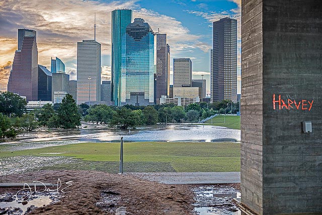 Skyline of Houston after Hurricane Harvey