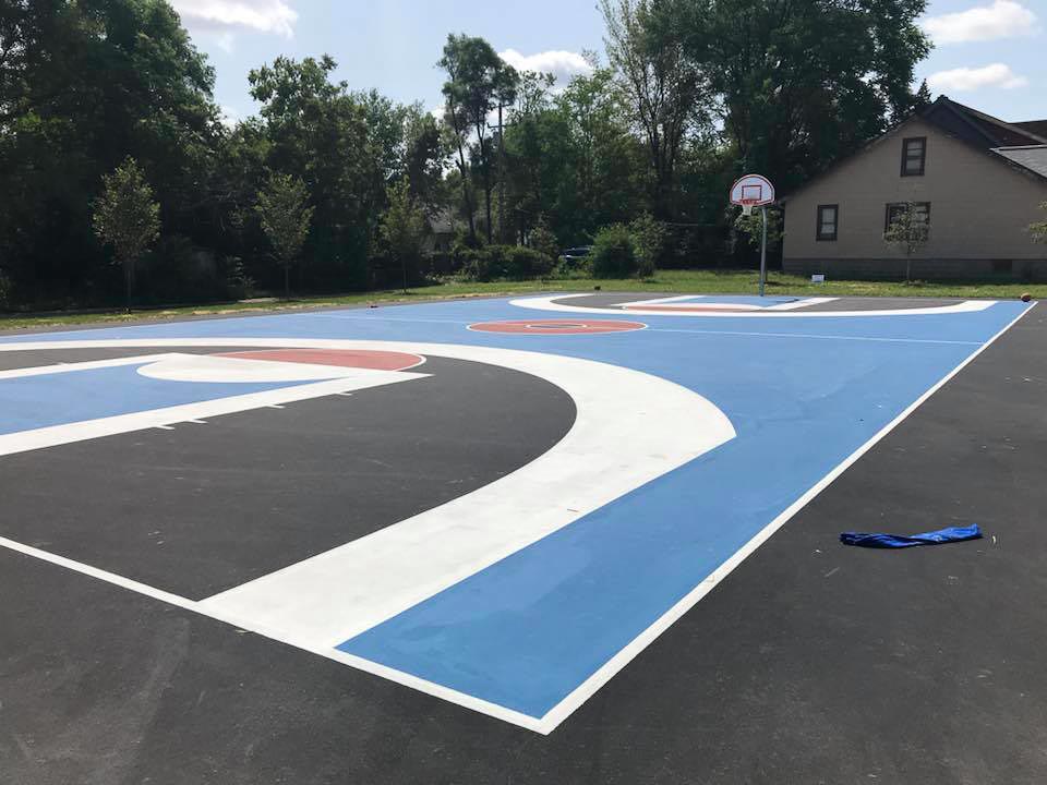 Full-sized basketball court in Detroit