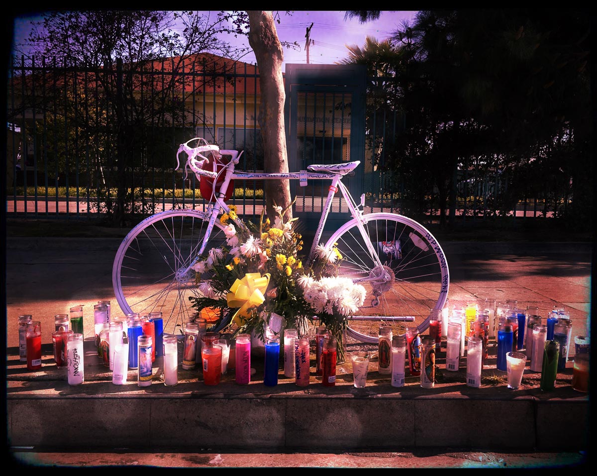 Image of vigil for cyclist in Los Angeles