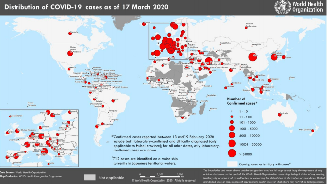 World Health Organization coronavirus map