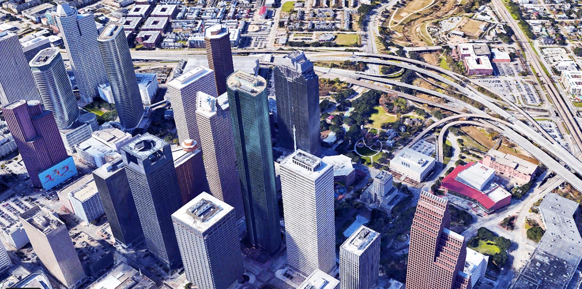 View of Downtown Houston from Google Earth