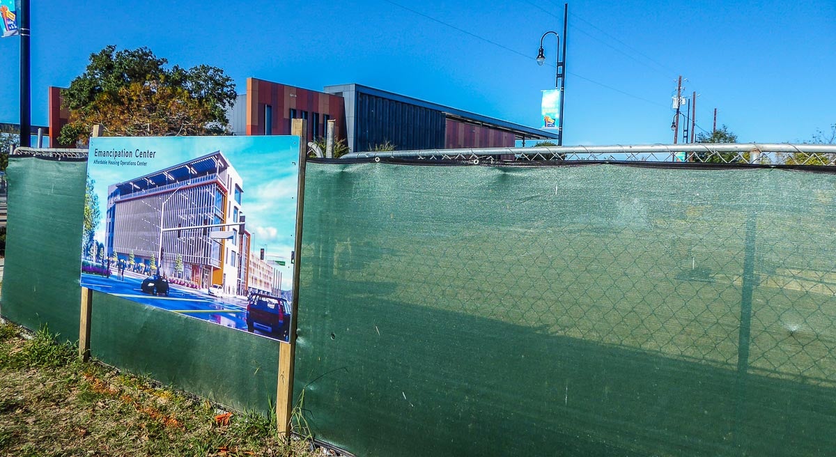 Construction site where the Emancipation Center is being built in the Third Ward