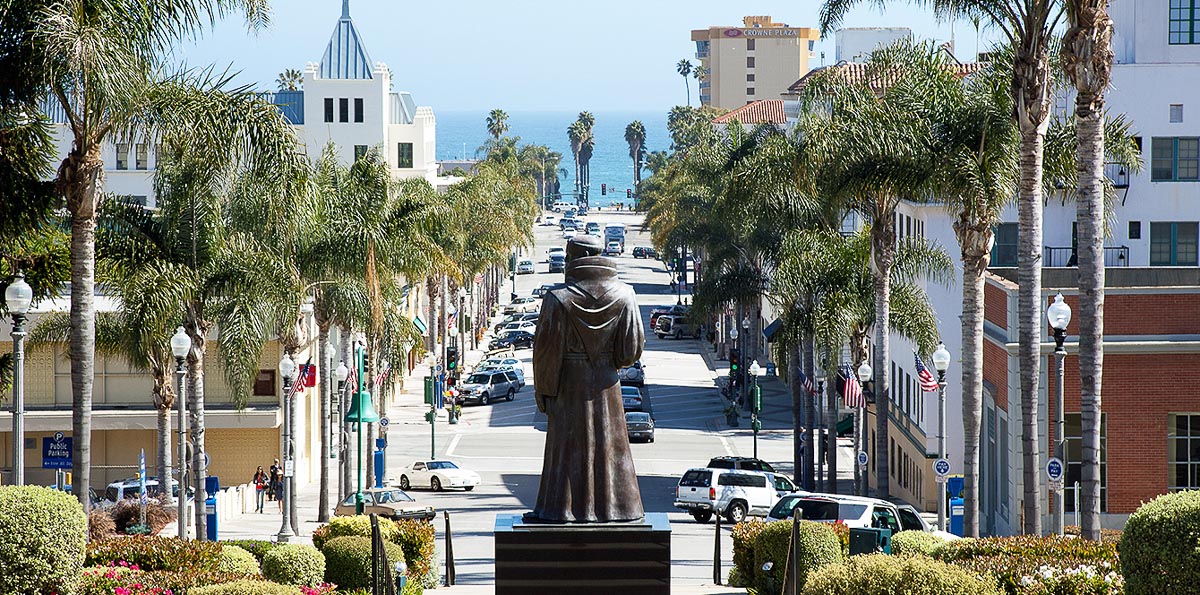 The statue of Father Serra in front of Ventura City Hall before it was removed.