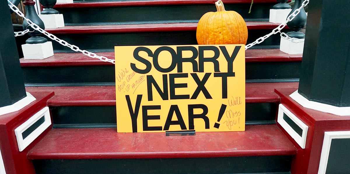 Sign canceling trick-or-treating