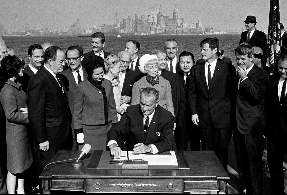 President Johnson signs the Hart-Celler Act