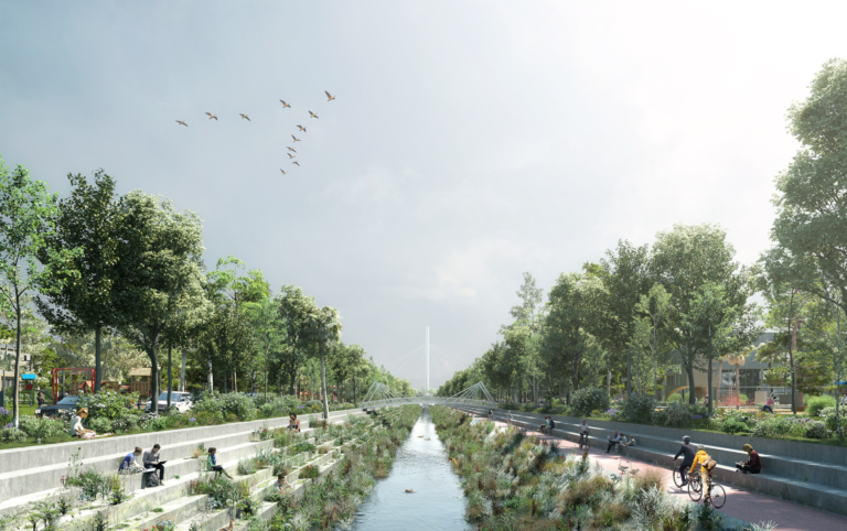 Colma Creek proposal. Image courtesy of Hassell+.