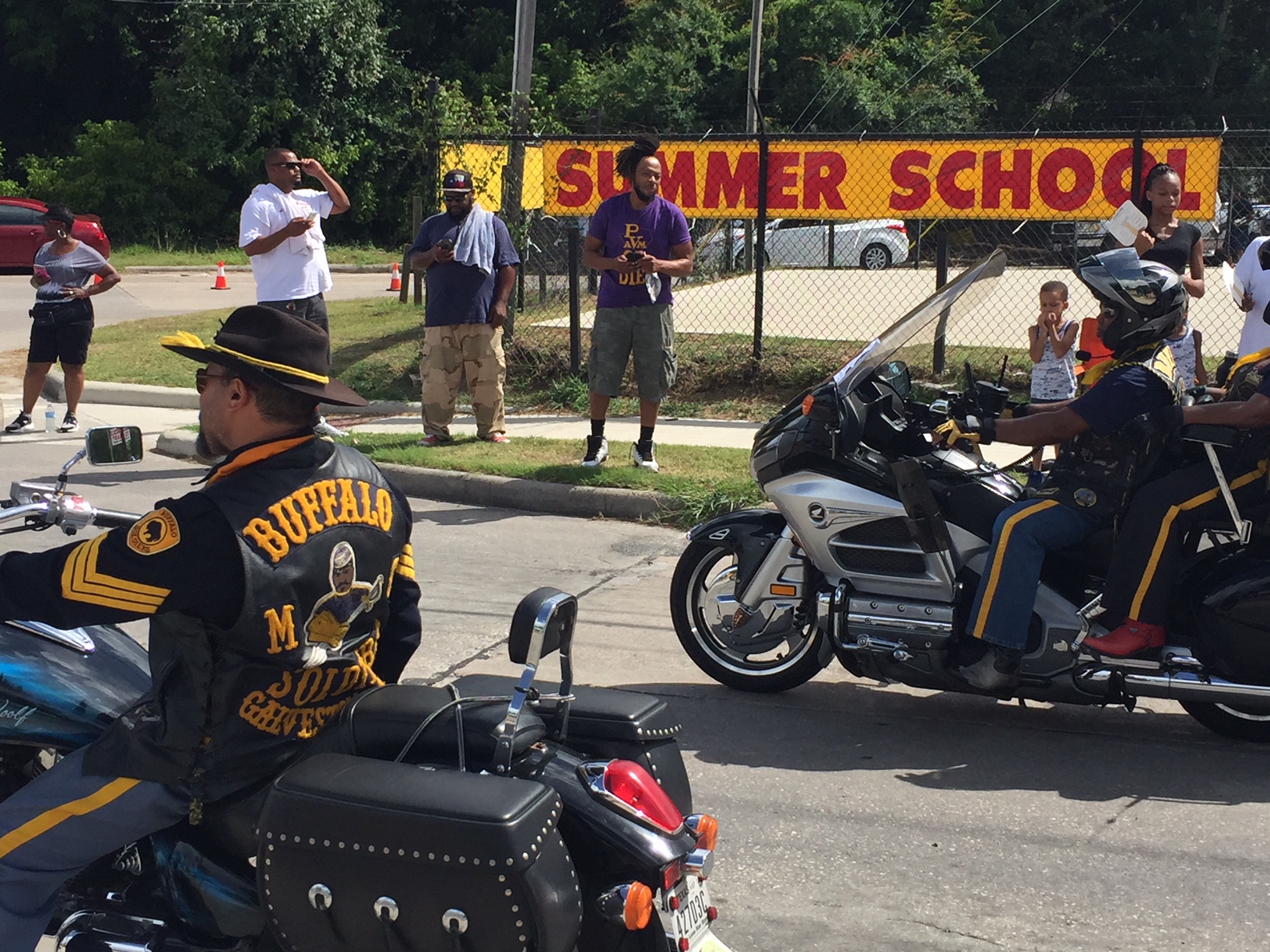 Buffalo Soldiers ride on motorcycles in the Juneteenth Parade