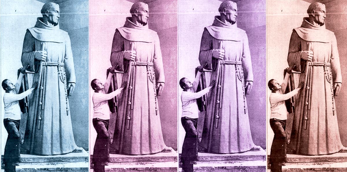 John Palo-Kangas with Father Serra statue