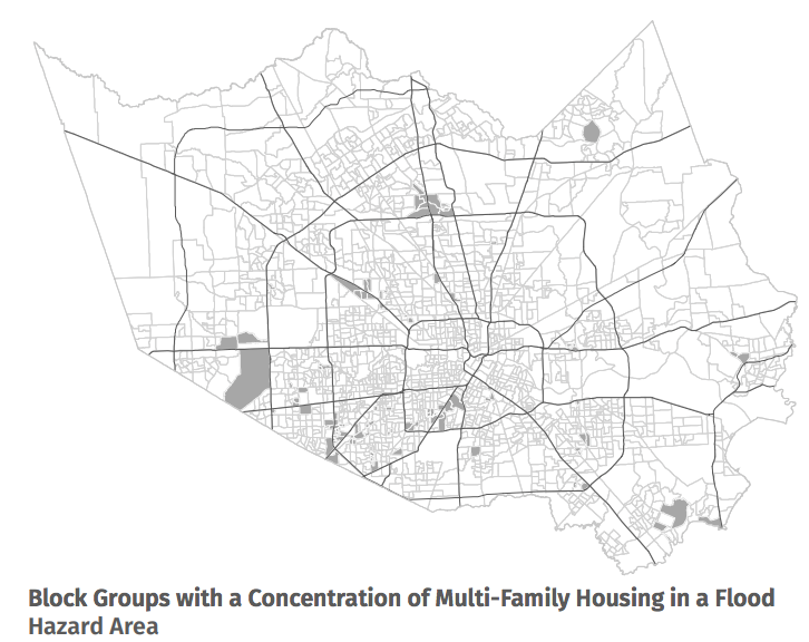 Black groups with a concentration of multi-family housing in a flood hazard area