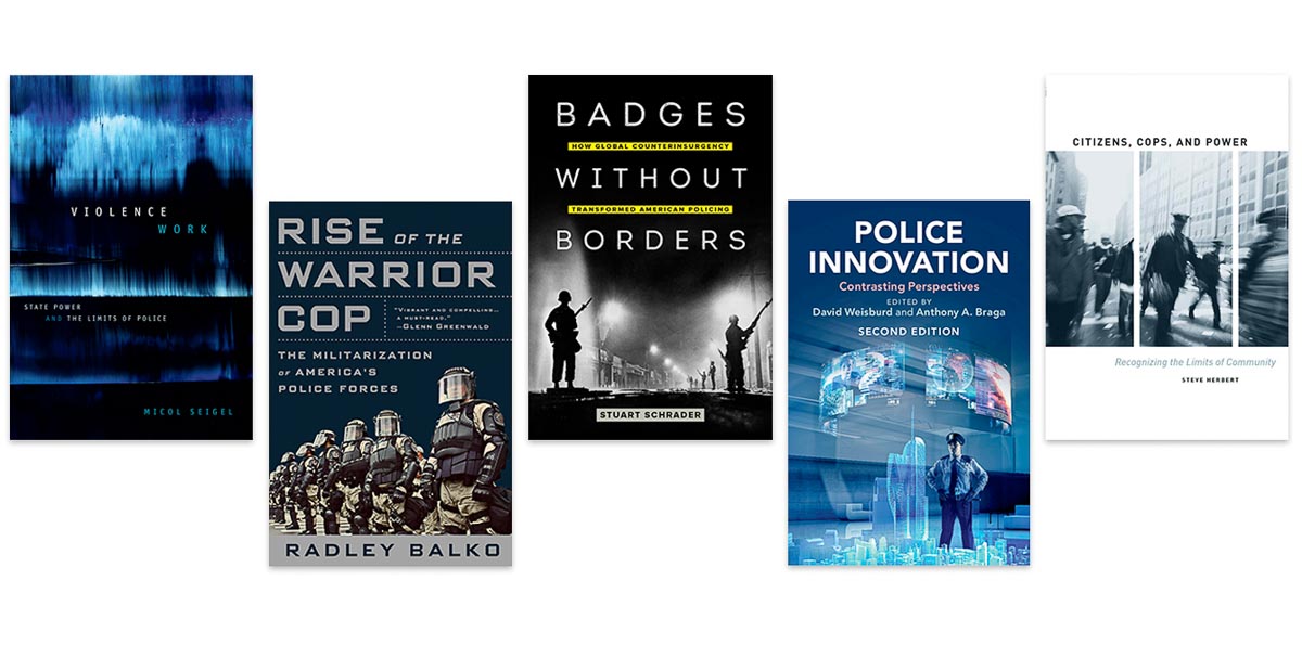 Book covers for books on policing