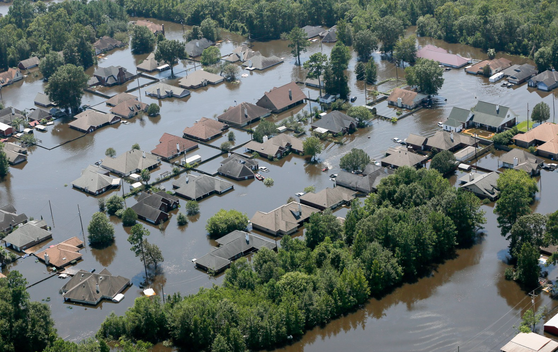 Flooded homes from overhead