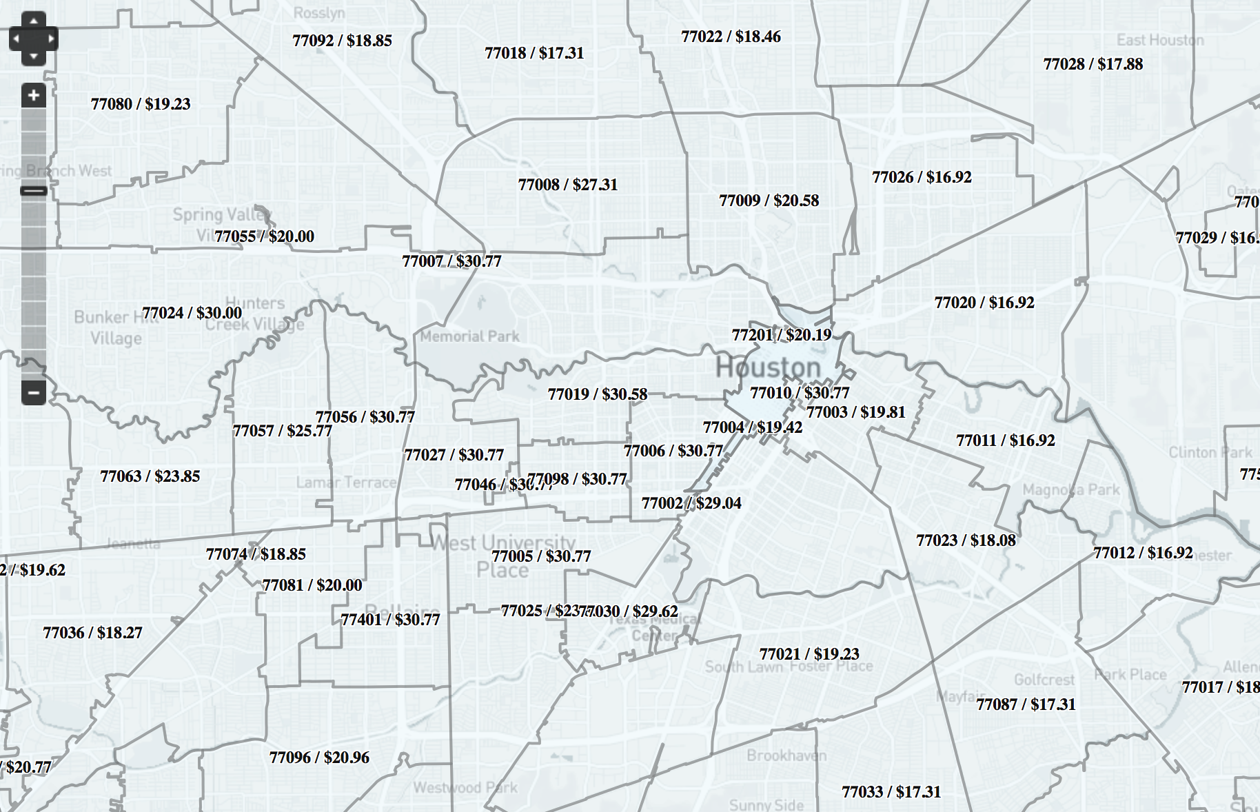 Wage needed to afford rents by zip code