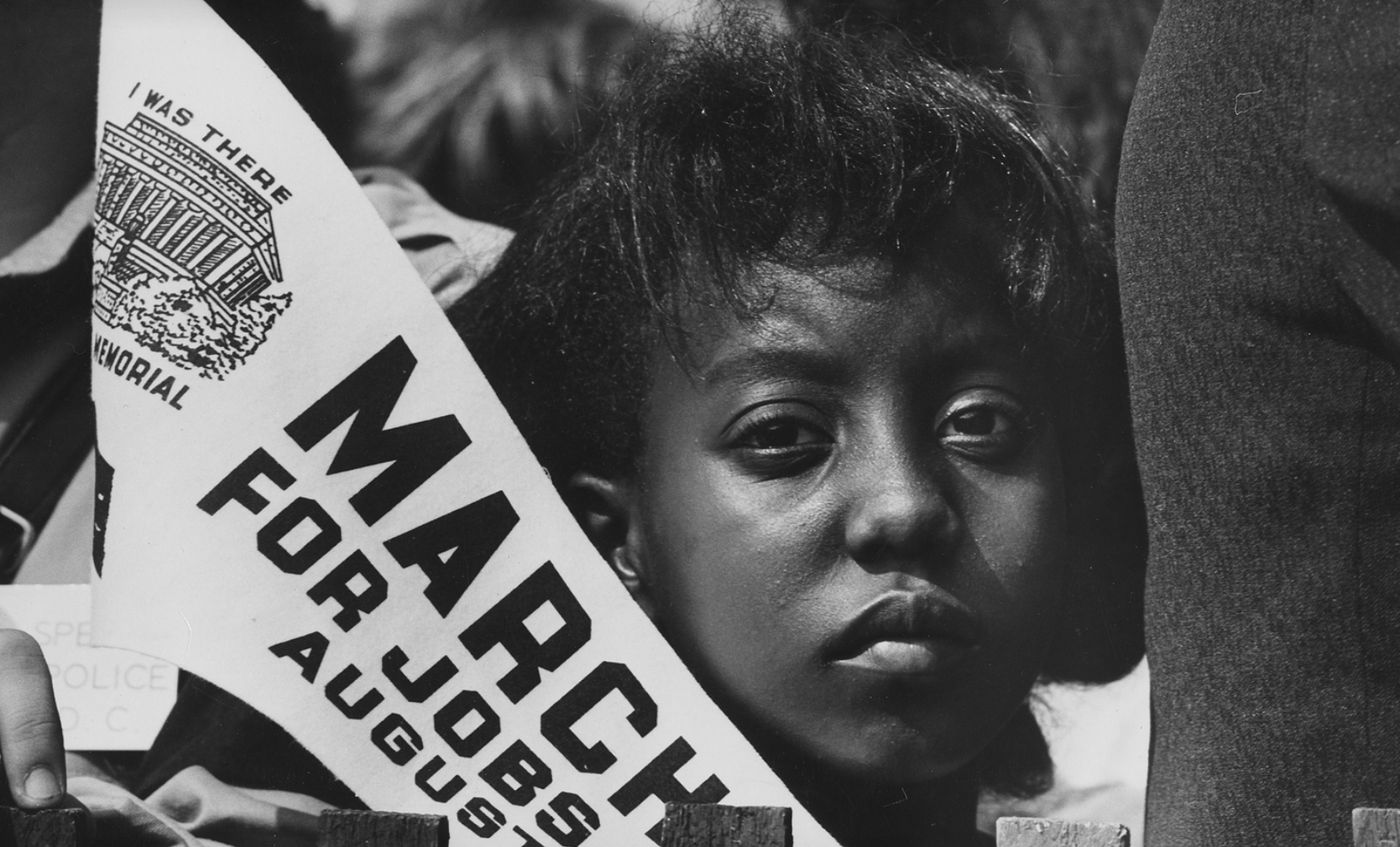 Photograph of a Young Woman at the Civil Rights March on Washington, D.C. with a Banner, 08/28/1963