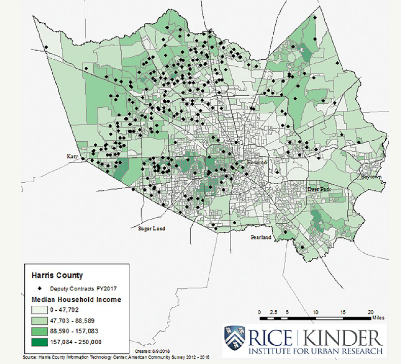 Map of contract neighborhoods and household income