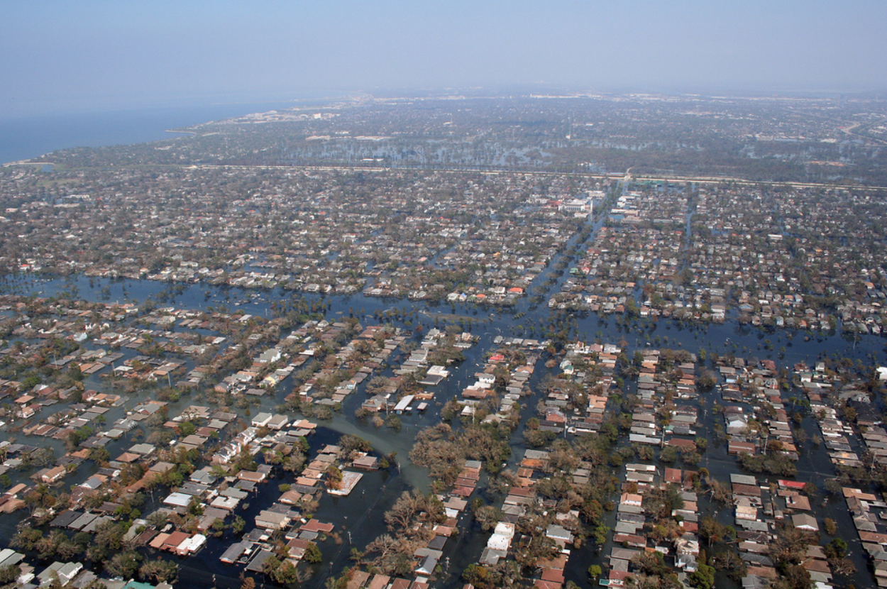 Aerial view of flooding in New Orleans