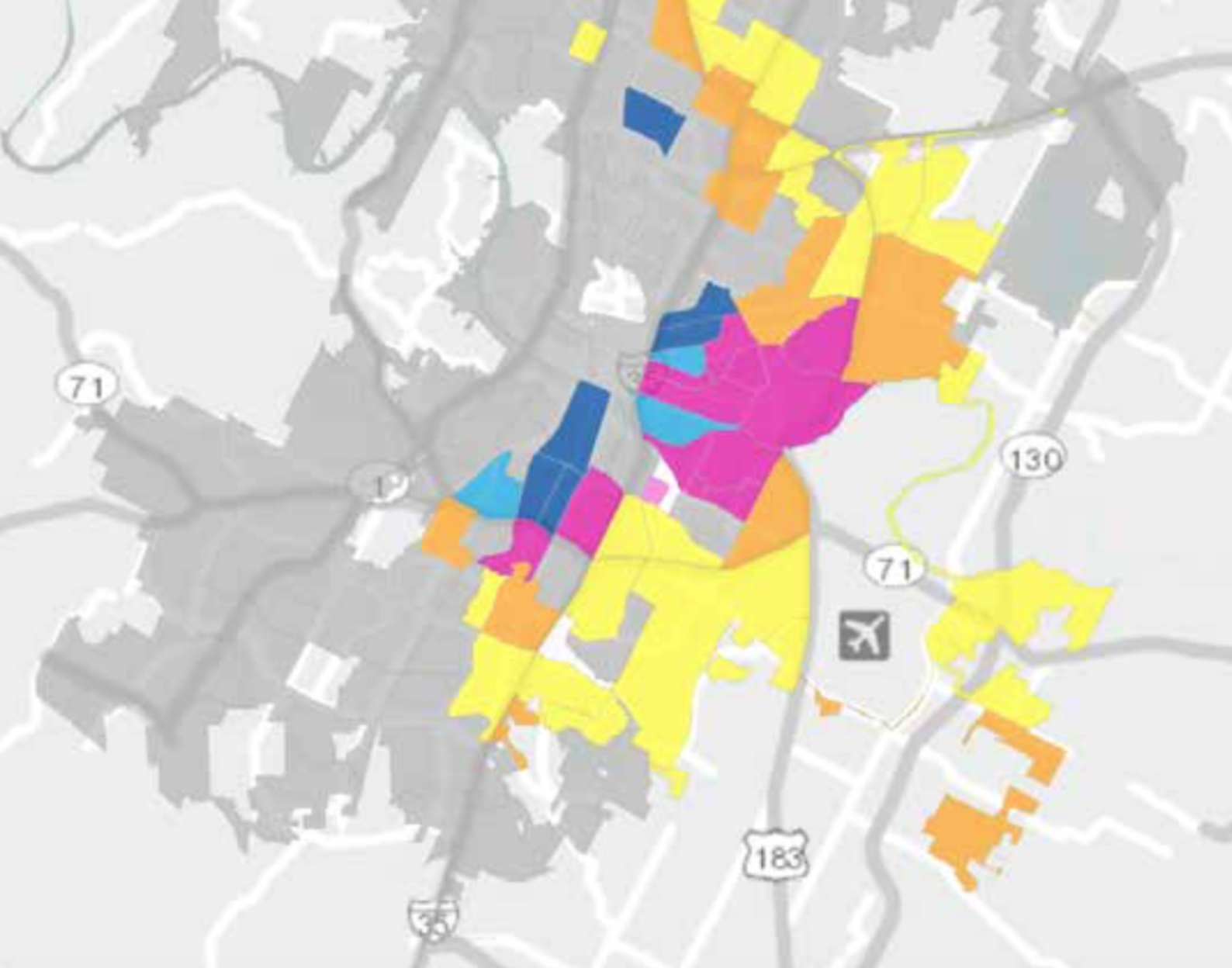 Map of gentrification types in Austin