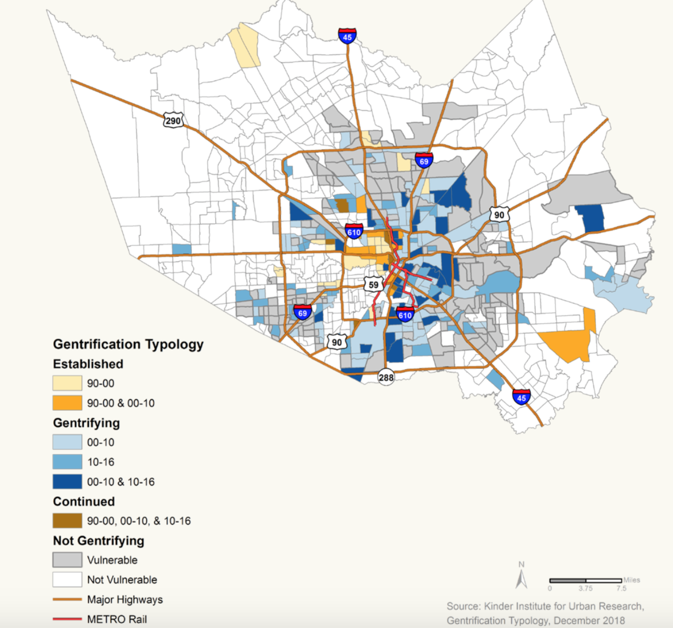 Map of Harris County Gentrification 
