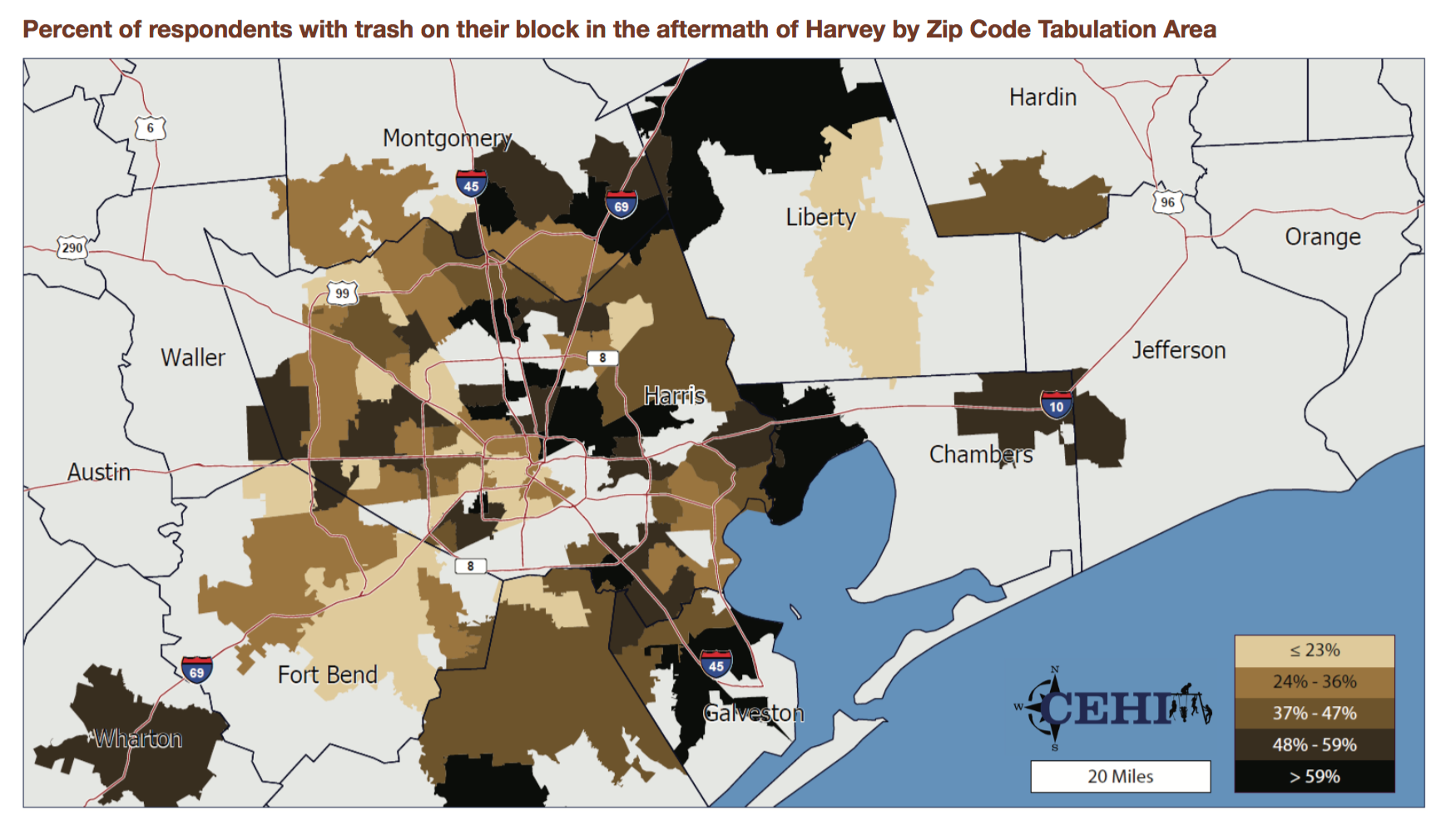 Harvey Health Registry Map, trash on block