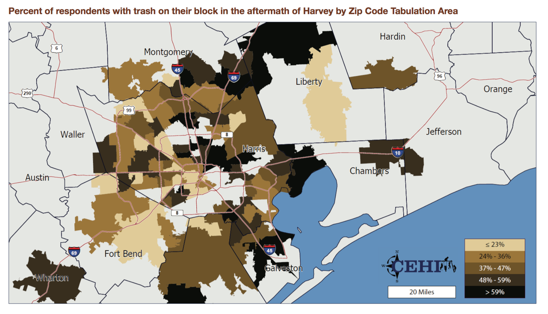 Harvey Health Registry Map, trash on block