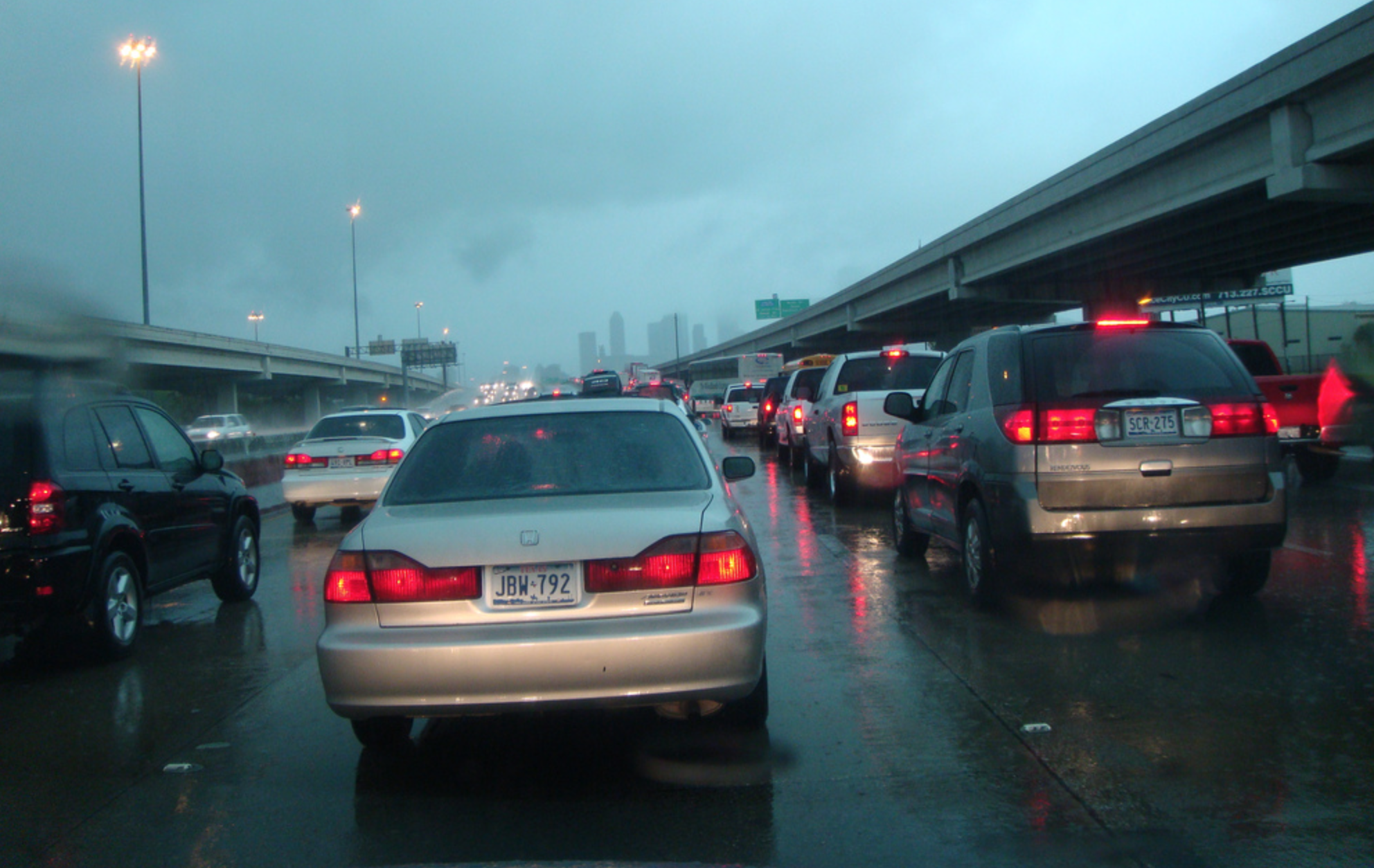 Houston traffic during a storm