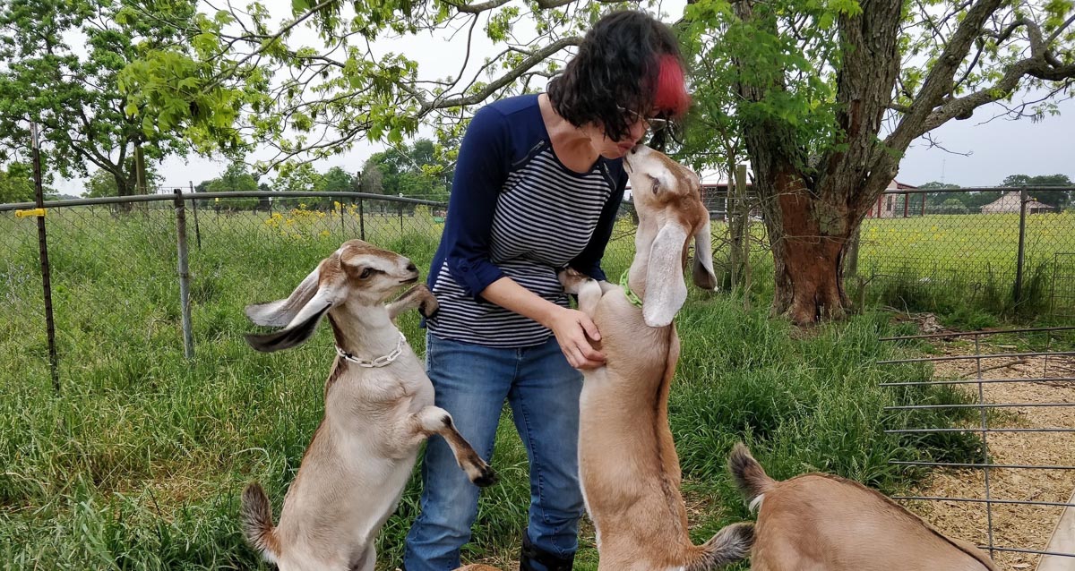 Lisa Seger with goats