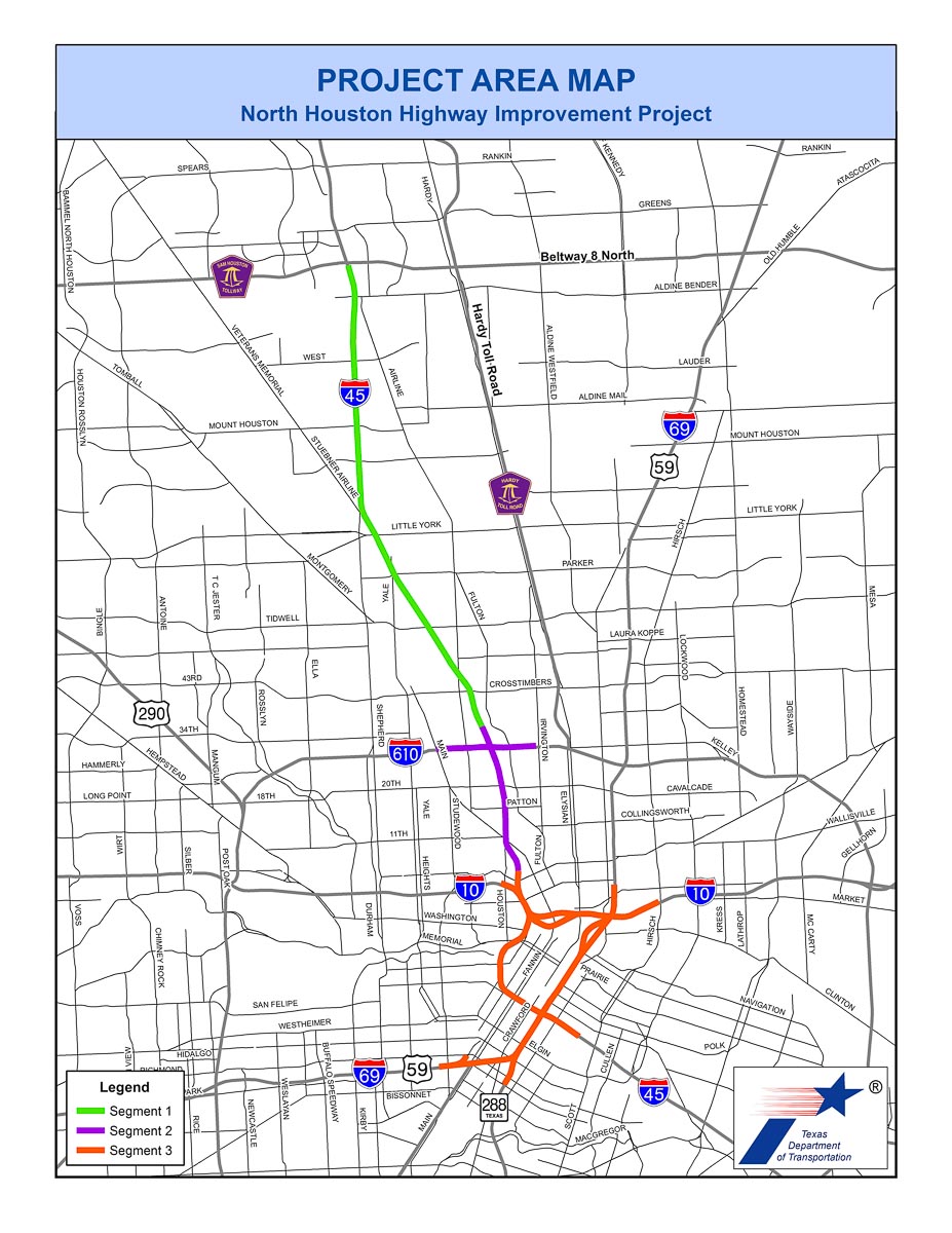 Segments of the I-45 project