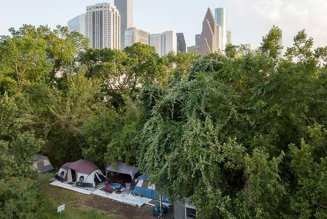 Homeless camp outside of Houston