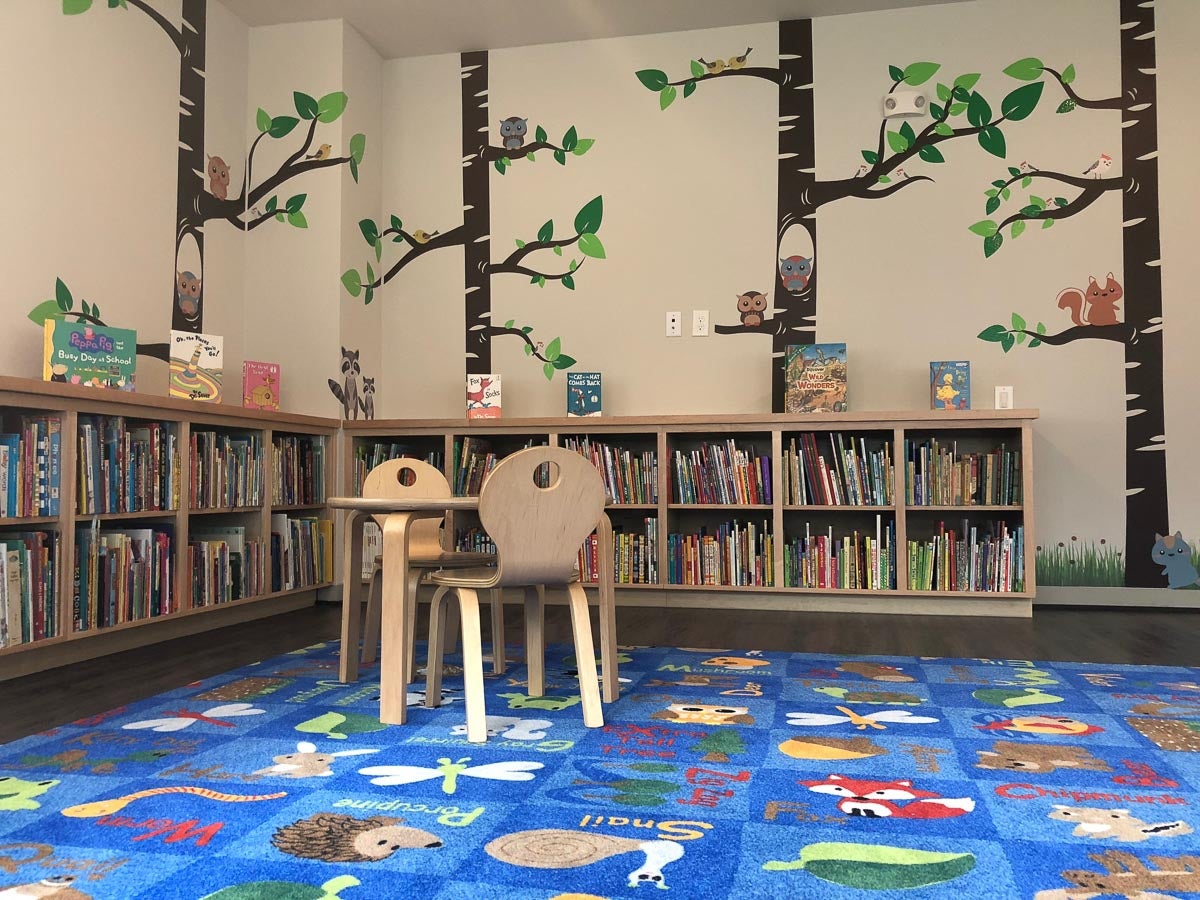 Reading room with kids' books