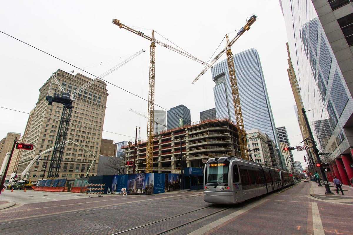 Light rail in downtown