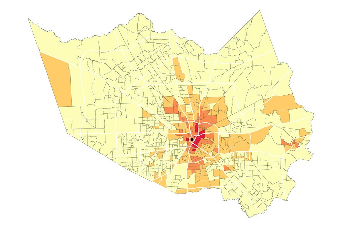 Poverty concentration in Harris County 1980