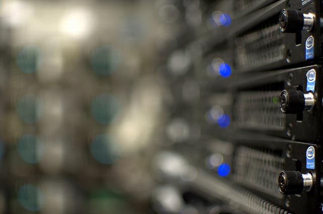 Close-up of computer servers