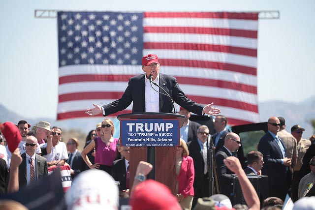 Republican presidential nominee speaks at a rally in Arizona earlier this year. Image via flickr/Gage Skidmore.