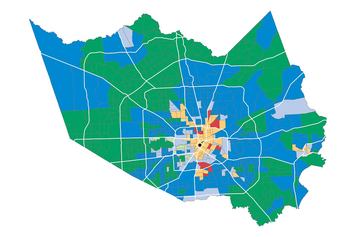 Class and Income Diversity of Harris County by Census Tract 1980