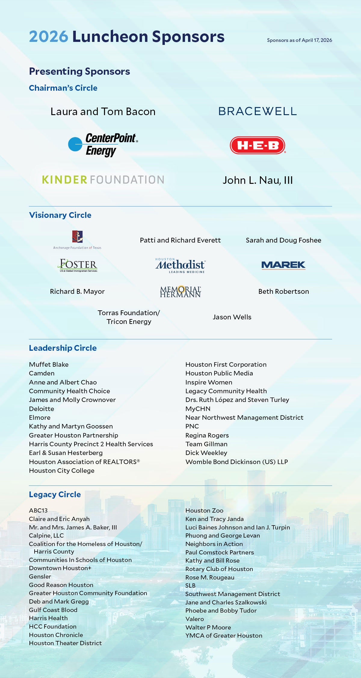 2026 Sponsor Listing