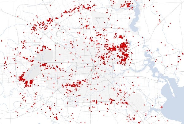 Houston rescue map