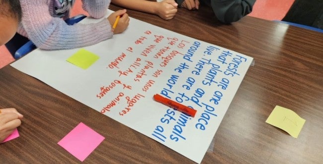 Pasadena ISD students participate in an exercise in a bilingual education class.