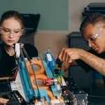 Students working on a technical project